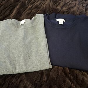 H&M Classic Gray and Navy Crew Neck Sweaters